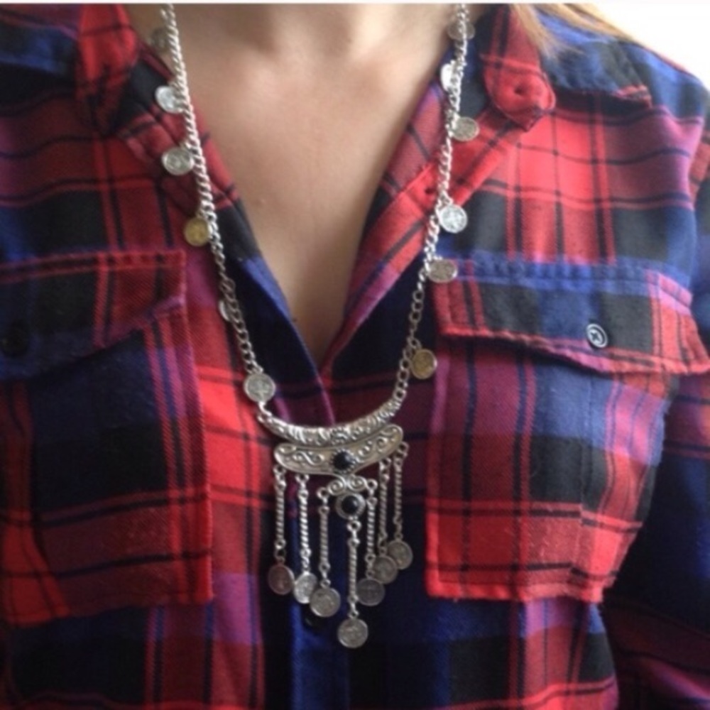Boho coin necklace long NEW